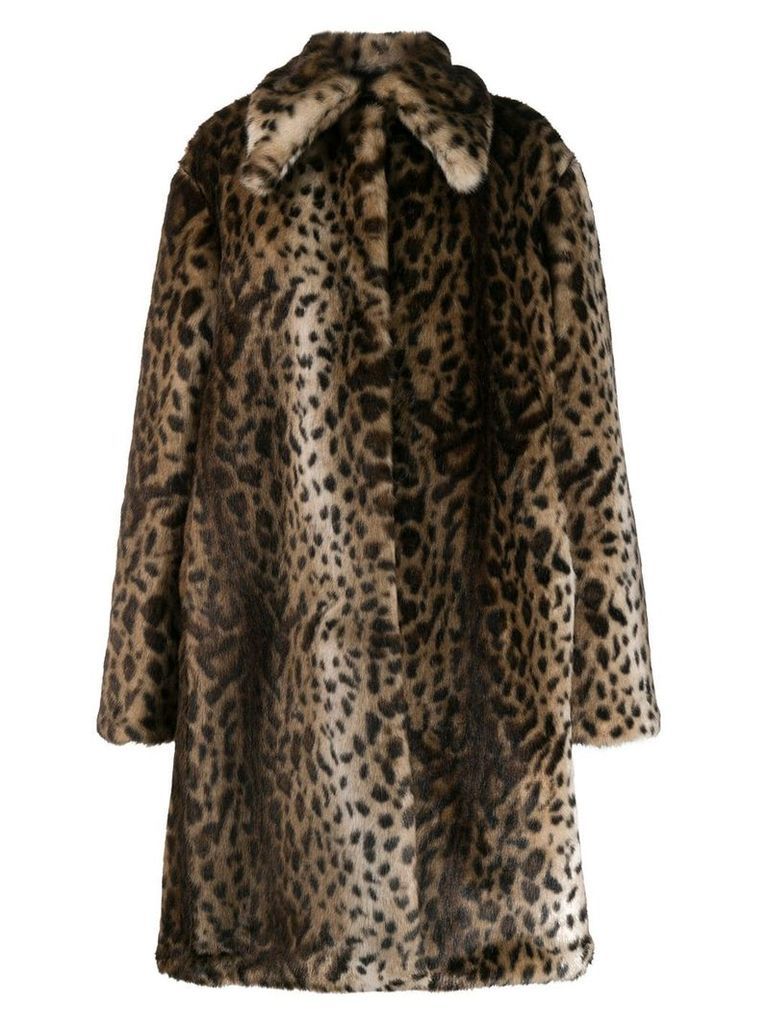 Rokh leopard faux-fur coat - NEUTRALS