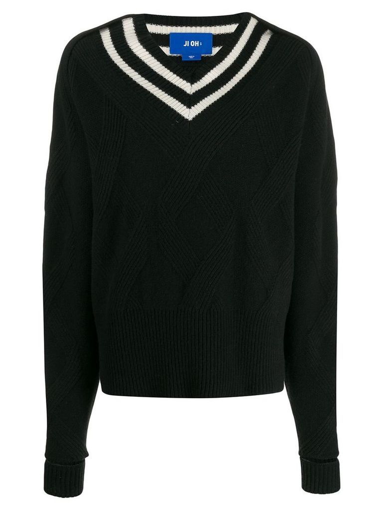 Ji Oh stripe-detail sweater - Black