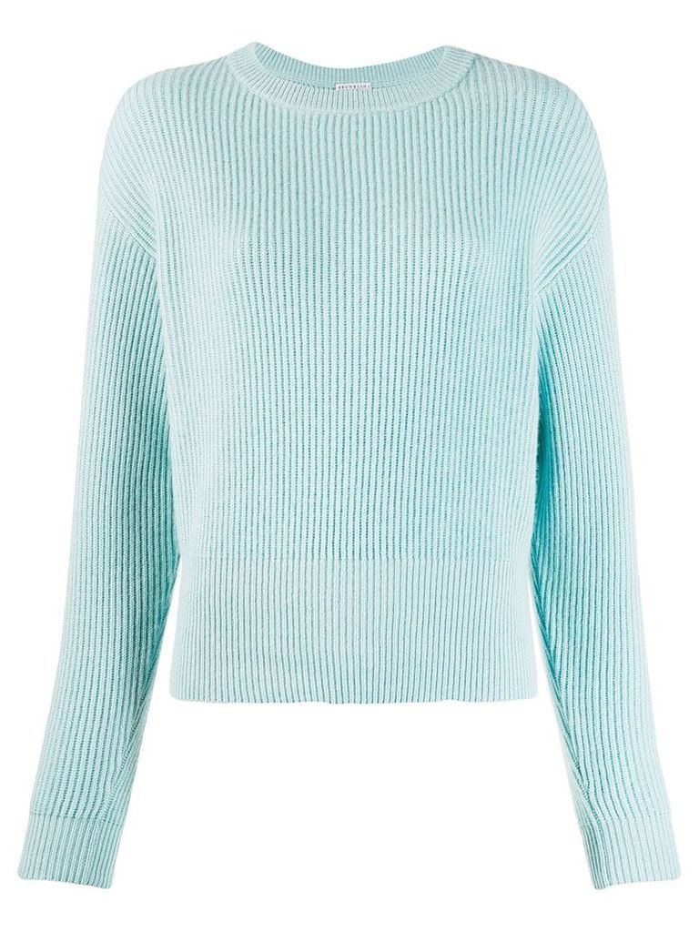 Brunello Cucinelli ribbed knit sweater - Blue