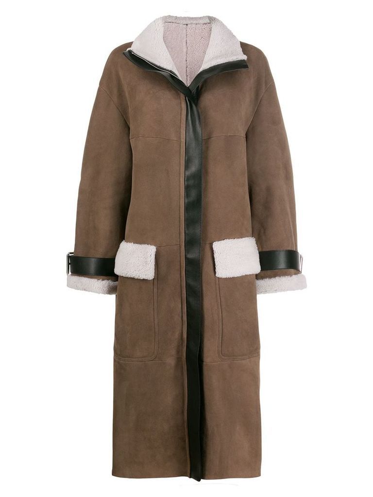 Blancha oversized zip coat - NEUTRALS