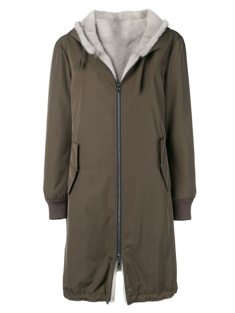 Yves Salomon Army reversible hooded coat - Green