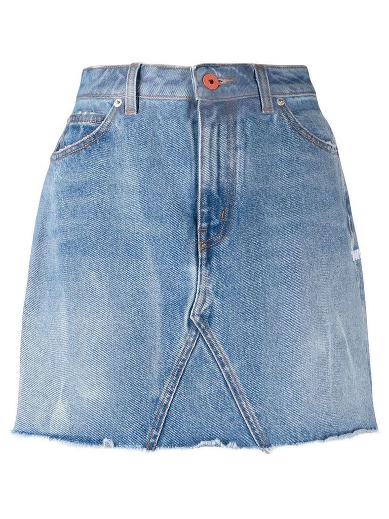 Heron Preston fitted frayed edge skirt - Blue