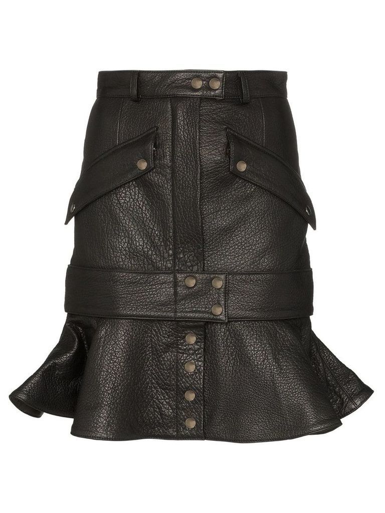 Faith Connexion ruffled leather skirt - Black