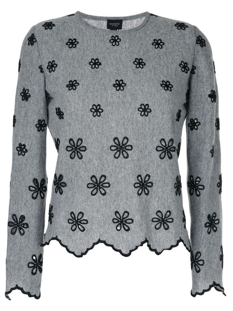 Giambattista Valli embroidered flower jumper - Grey