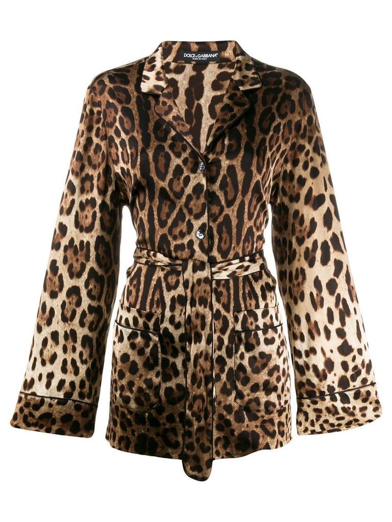 Dolce & Gabbana leopard print pajama shirt - Brown