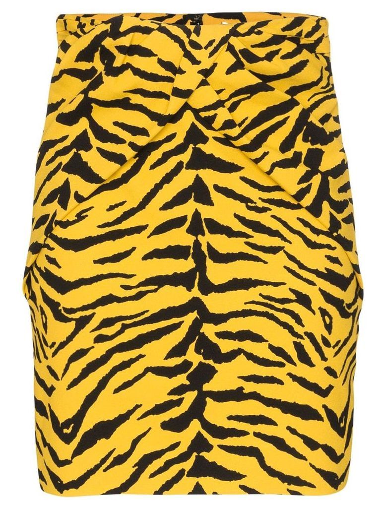 Saint Laurent tiger print high-rise skirt - Yellow