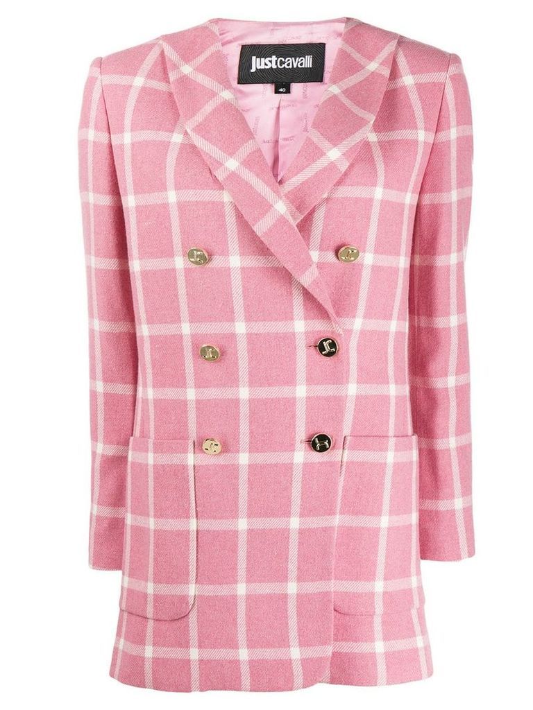 Just Cavalli double breasted check blazer - PINK