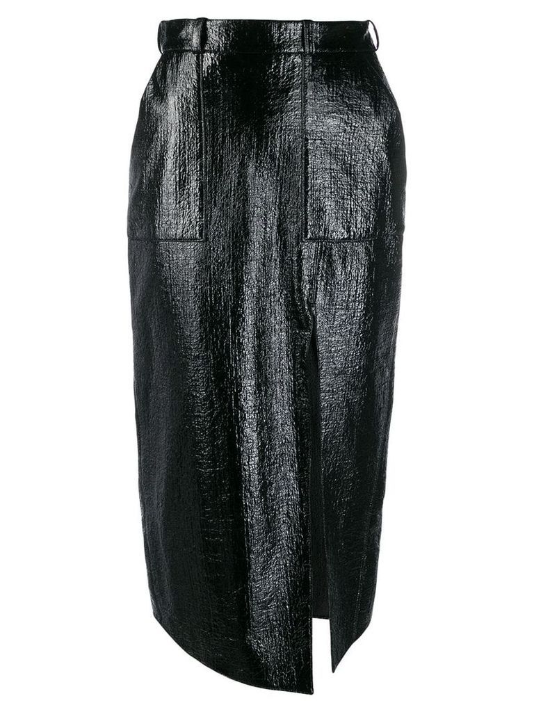 David Koma wet look pencil skirt - Black