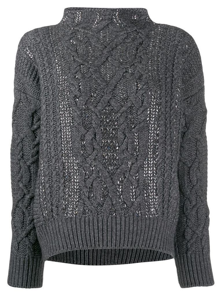 Ermanno Scervino glass-embellished chunky sweater - Grey