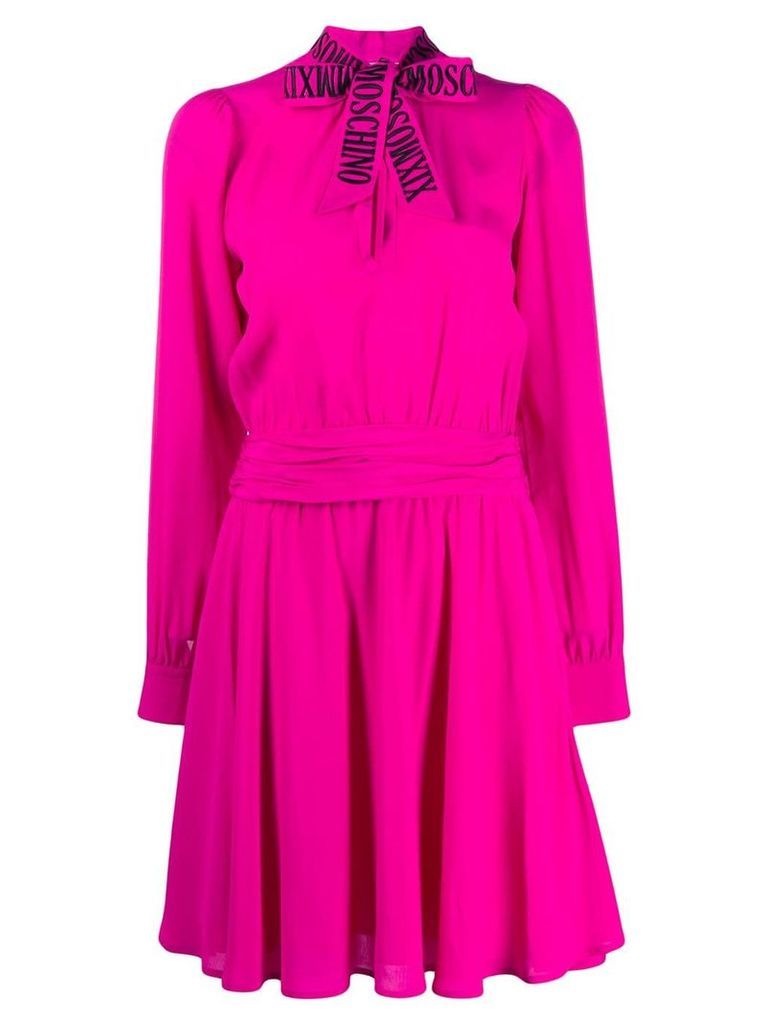 Moschino pussy bow flared dress - PINK