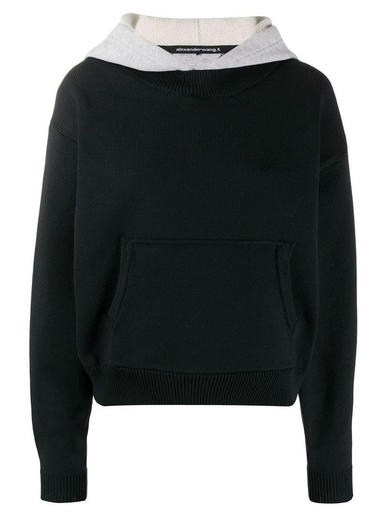 T By Alexander Wang layered cropped hoodie - Black
