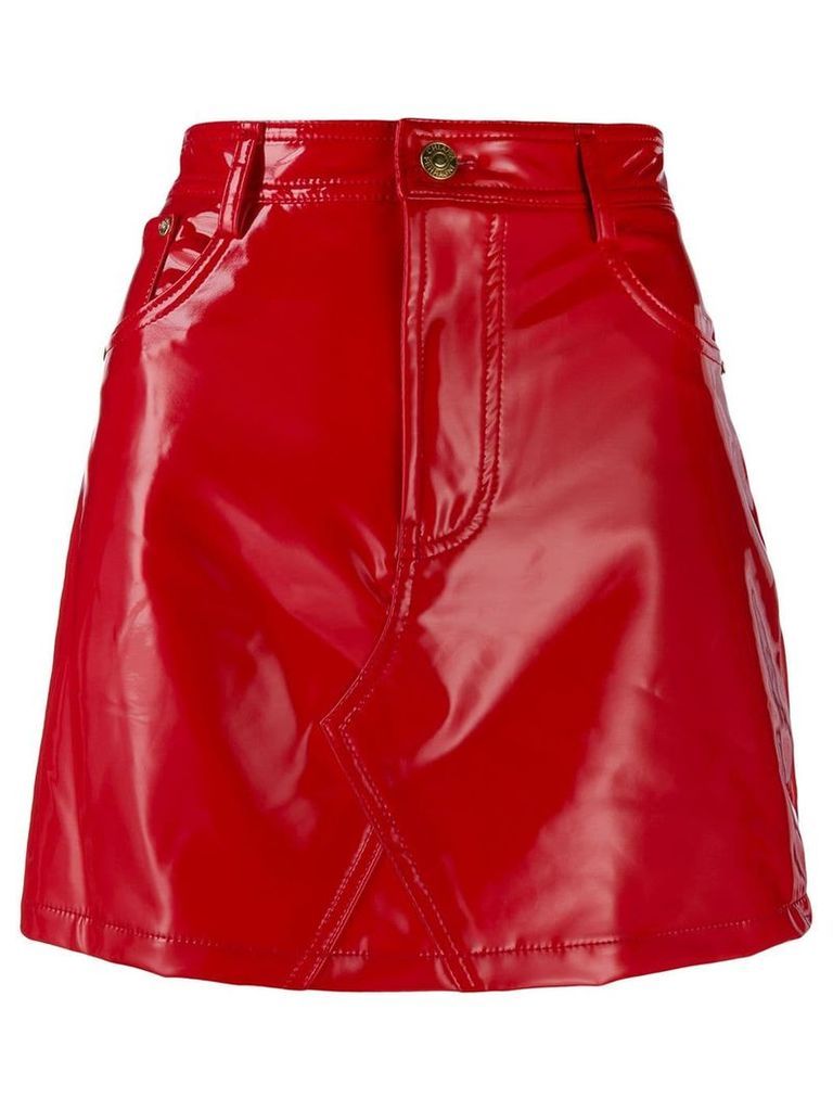 Chiara Ferragni wet look mini skirt - Red