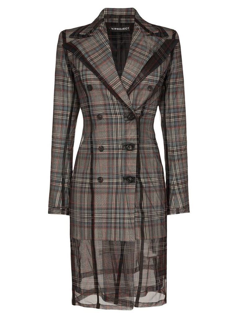 Y/Project double-breasted check blazer dress - Grey