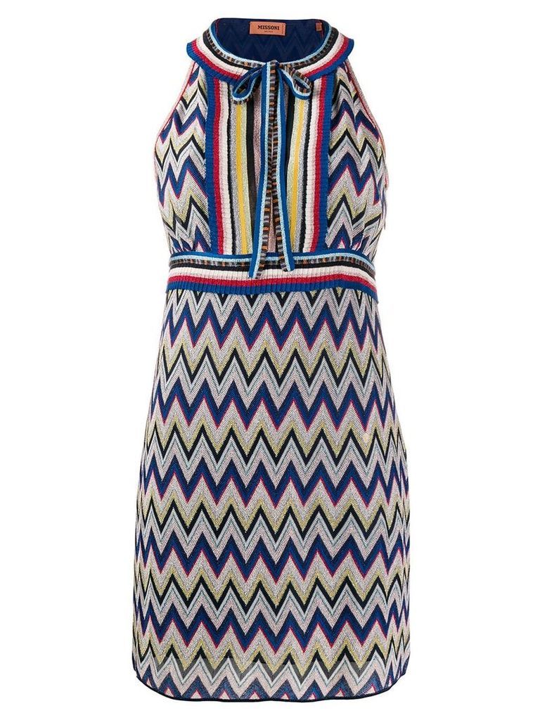 Missoni zigzag-knit mini dress - Blue