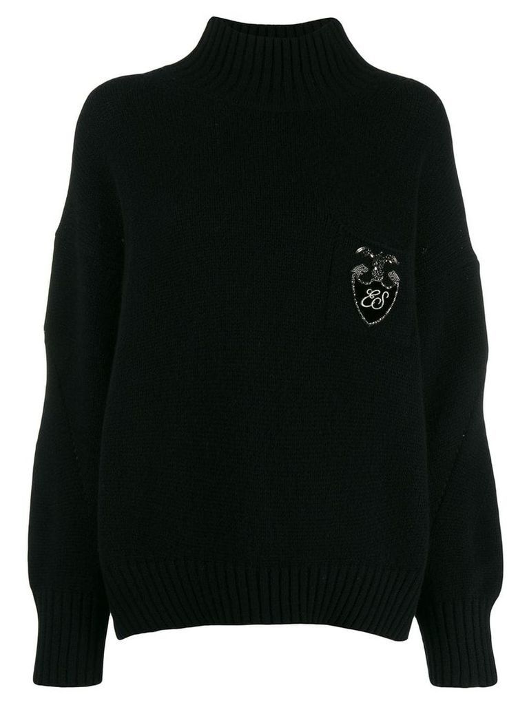 Ermanno Scervino crystal embellished logo sweater - Black