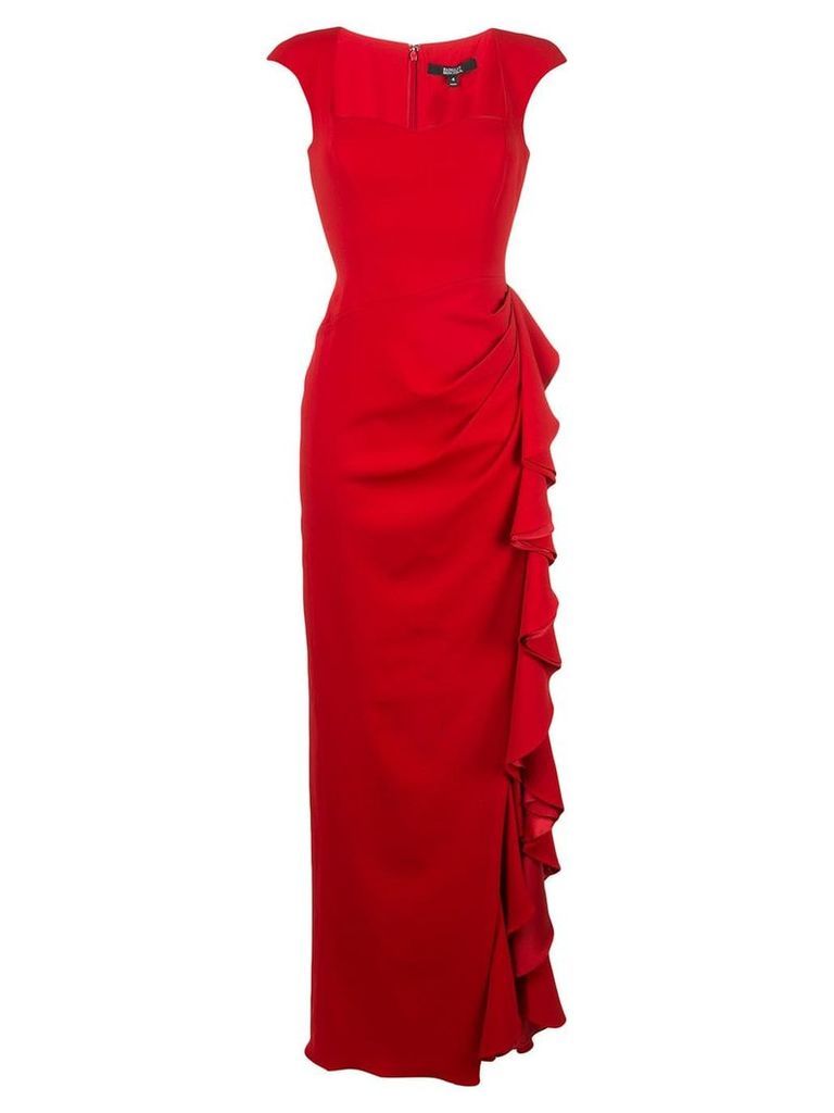 Badgley Mischka asymmetric ruffle gown - Red