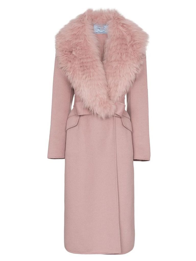 Prada oversized collar mid-length coat - Pink