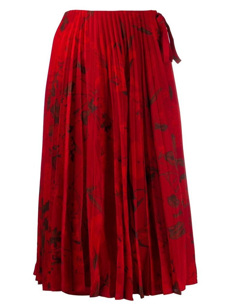Valentino pleated floral print midi skirt - Red