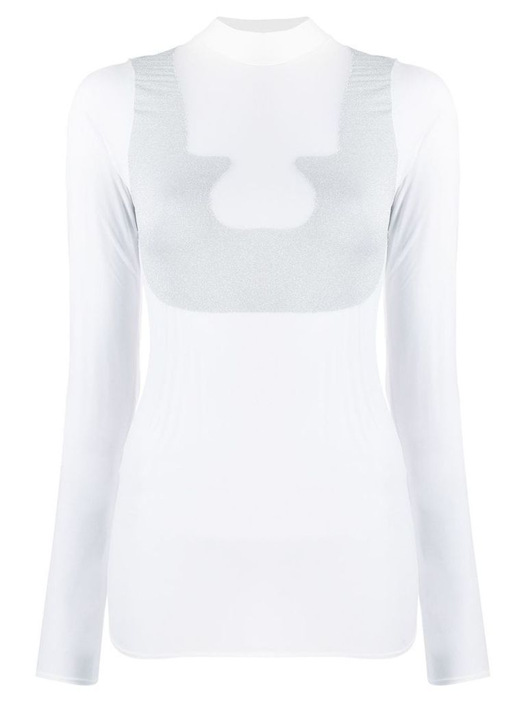 Courrèges sheer high neck T-shirt - White