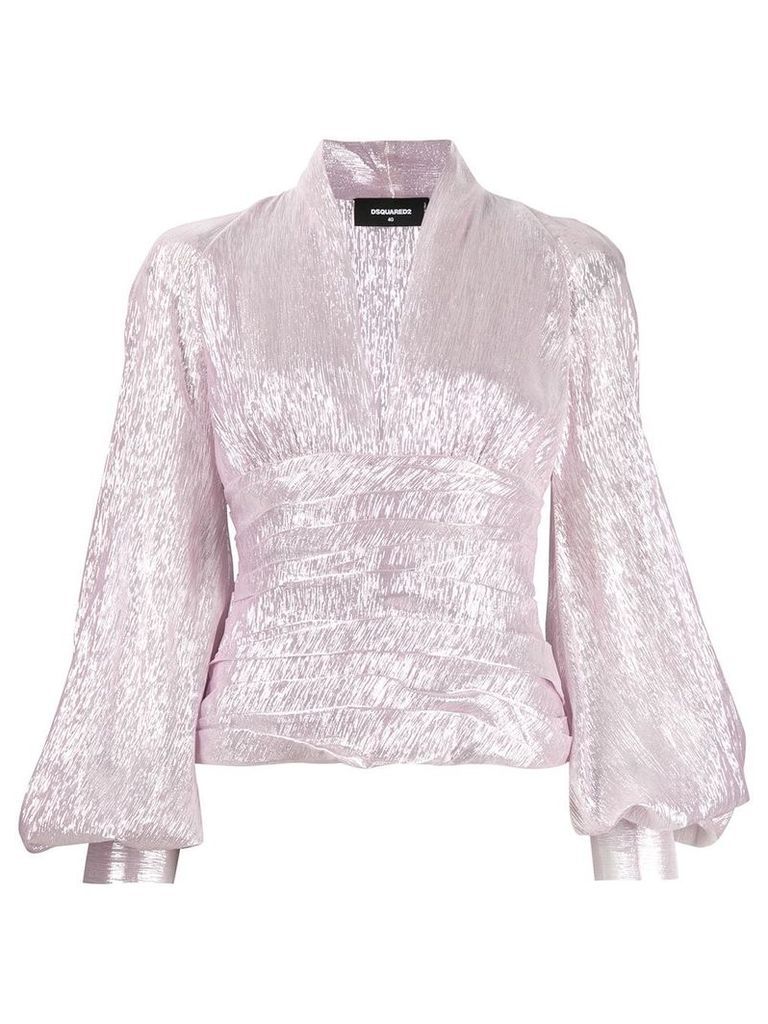 Dsquared2 balloon sleeve plunge blouse - Pink