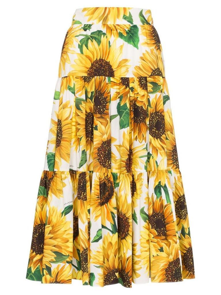 Dolce & Gabbana sunflower print midi skirt - HAHH9 MULTICOLOURED