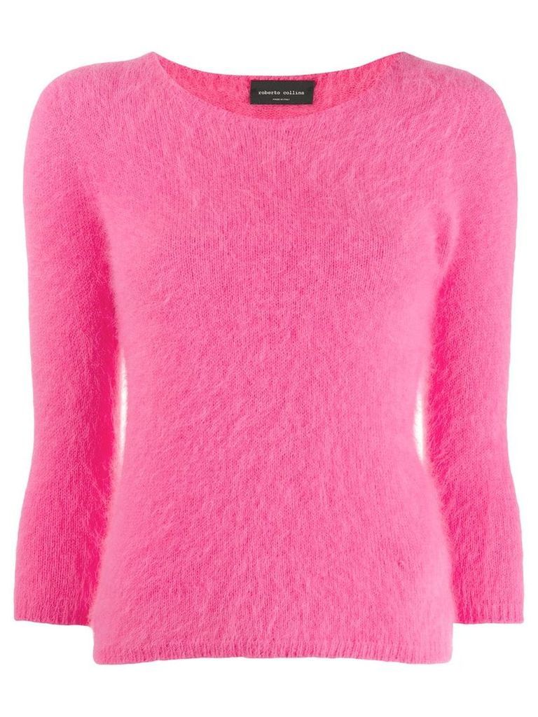 Roberto Collina cropped-sleeve knitted jumper - PINK