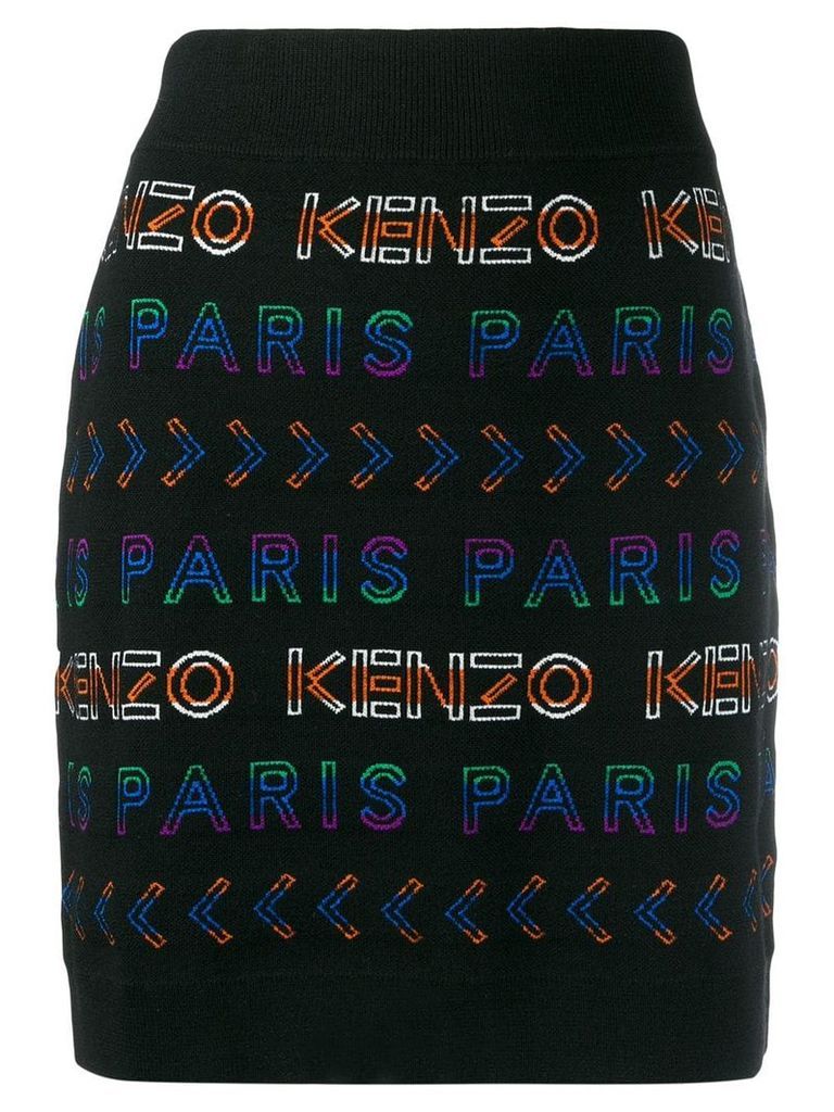 Kenzo logo intarsia knitted skirt - Black