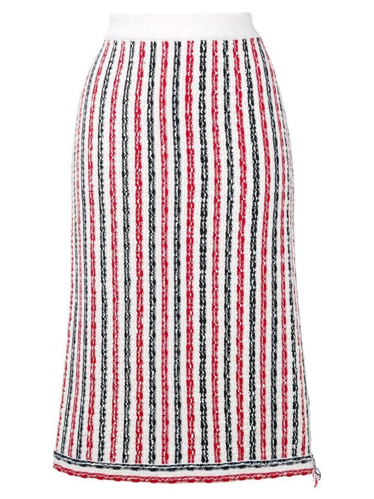 Thom Browne wide university stripe yarn skirt - White