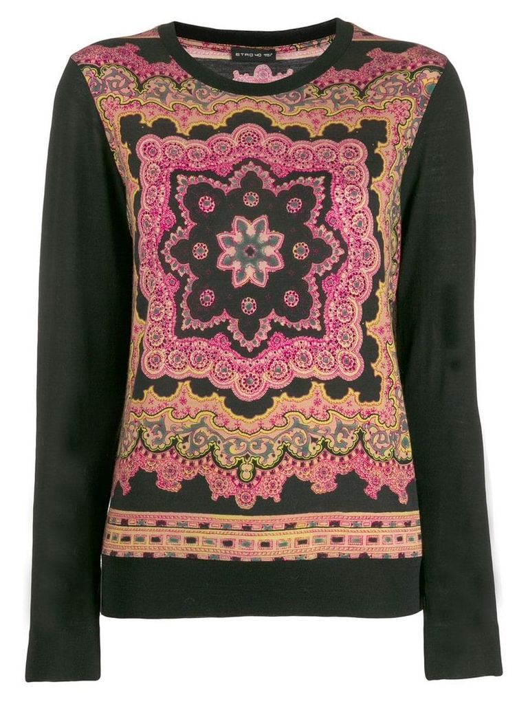 Etro embroidered fitted sweater - Black