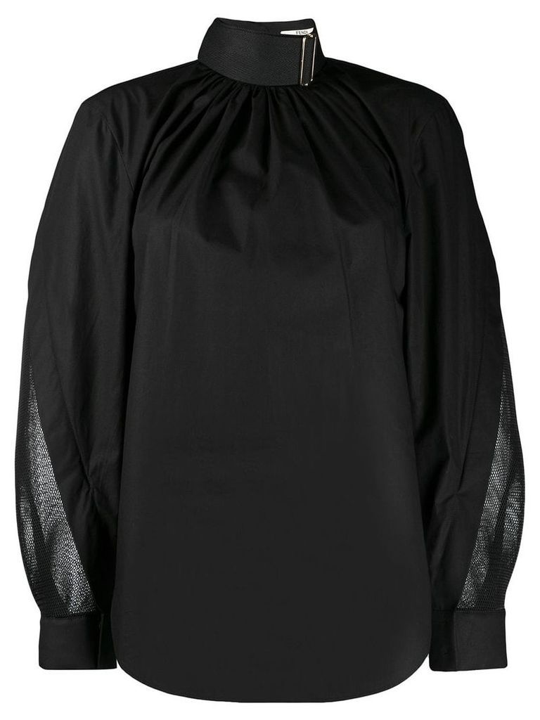 Fendi belted neck draped blouse - Black