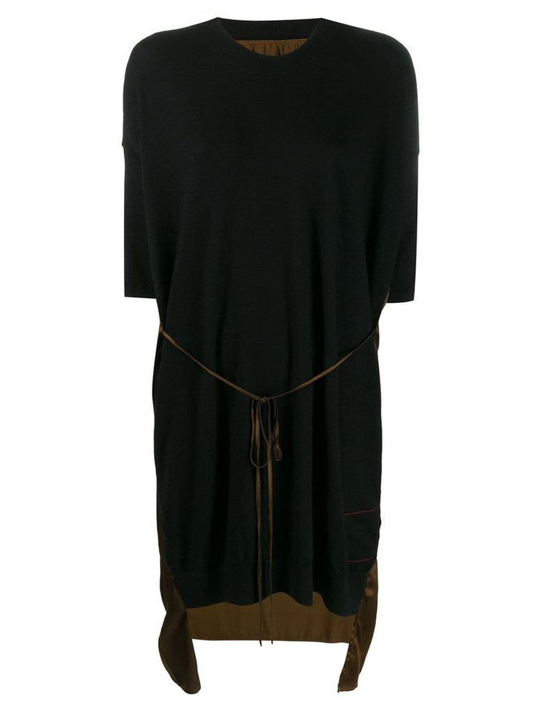 Uma Wang contrast panel cashmere dress - Black
