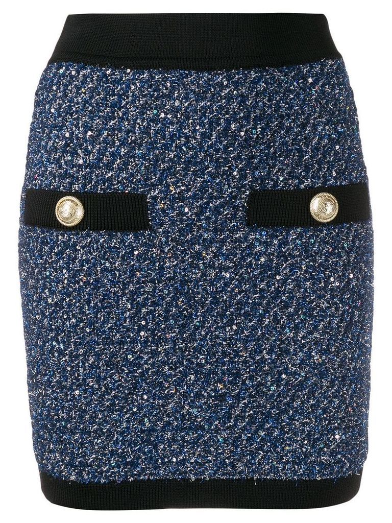 Balmain knitted button skirt - Blue