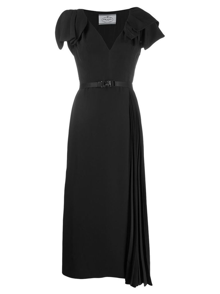 Prada belted pleated dress - Black