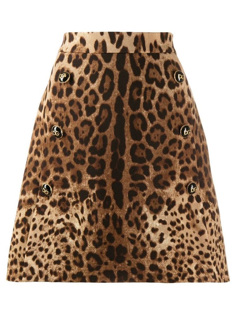 Dolce & Gabbana leopard print A-line skirt - Neutrals
