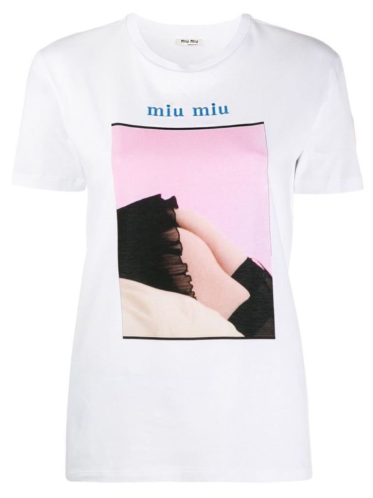 Miu Miu logo print T-shirt - White