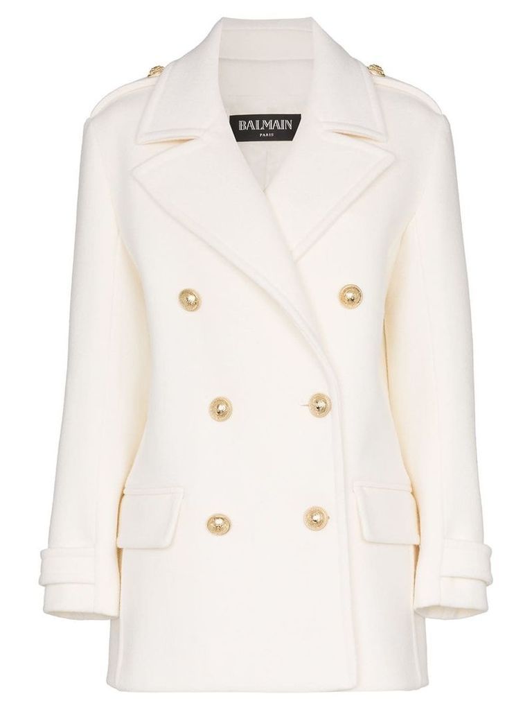 Balmain double-breasted coat - White