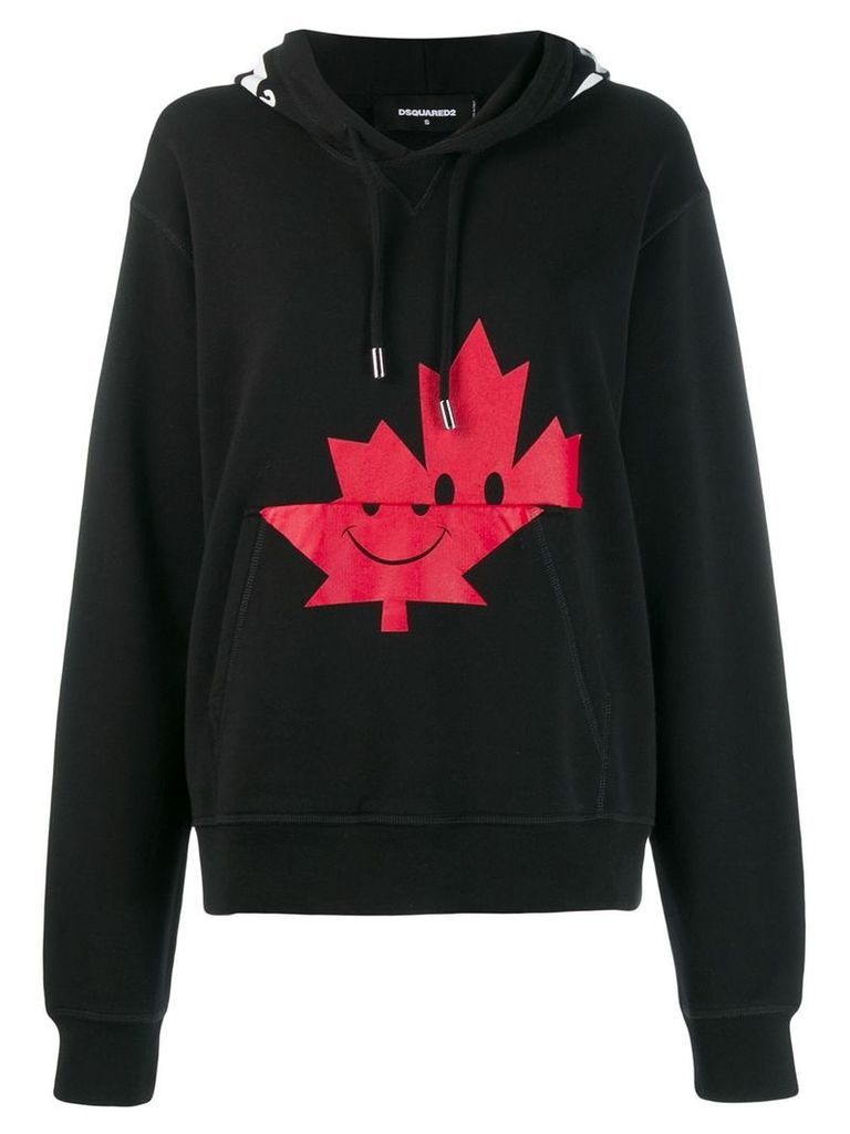 Dsquared2 maple leaf print hoodie - Black