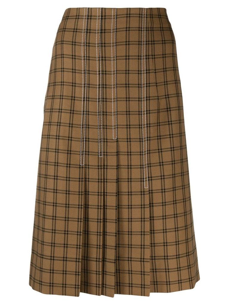 Marni plaid pleated skirt - Brown