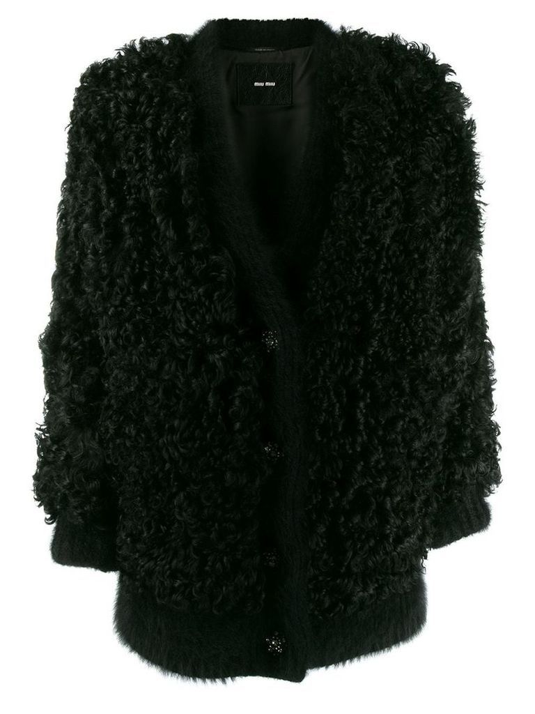 Miu Miu oversized faux-shearling coat - Black