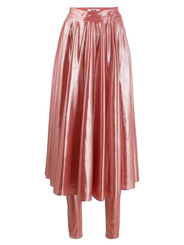 MSGM pleated shine-effect skirt - PINK