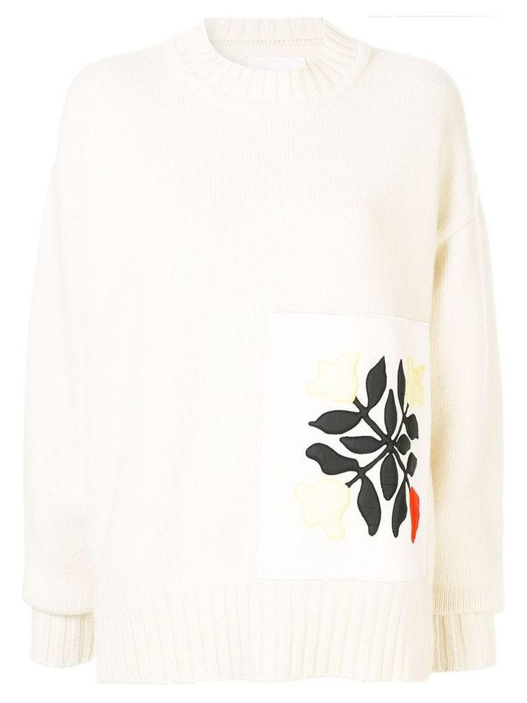 Jil Sander flower patch jumper - White