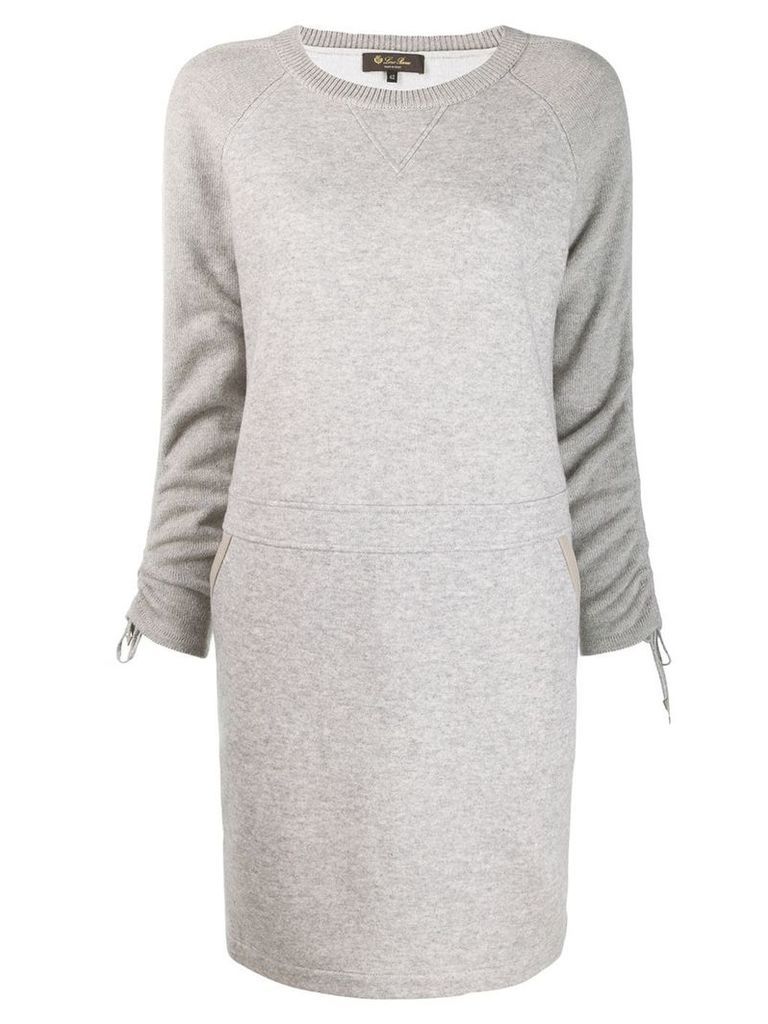 Loro Piana round neck knitted dress - Grey