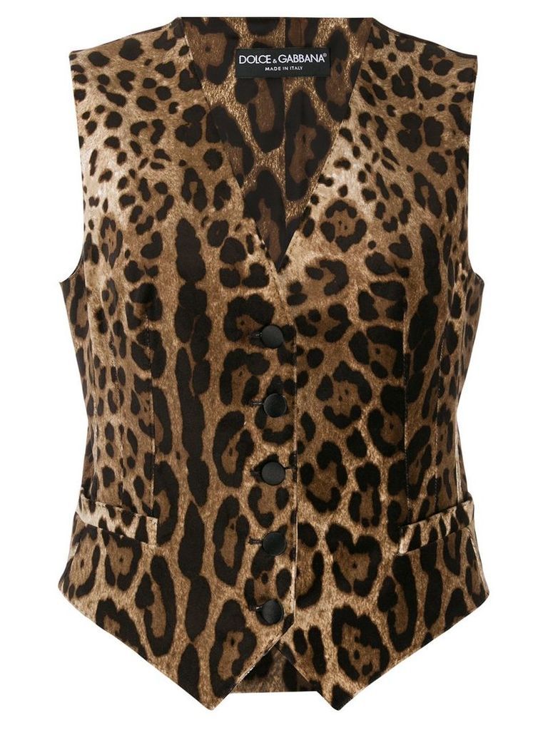 Dolce & Gabbana leopard print waistcoat - Brown