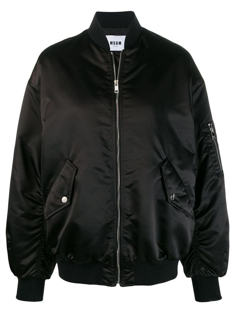 MSGM embroidered logo puffer jacket - Black