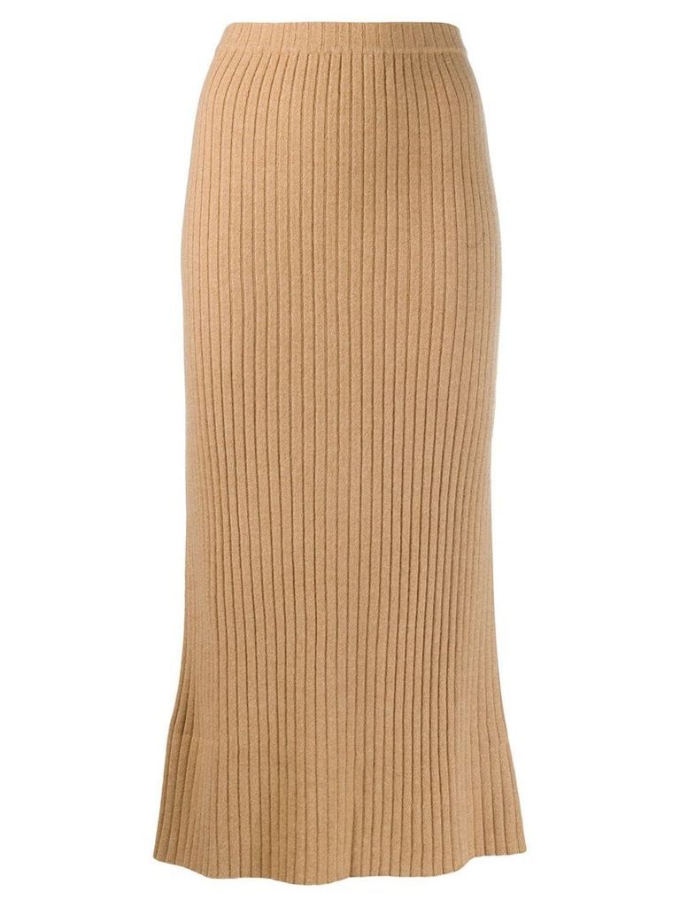 Allude cashmere straight line skirt - NEUTRALS