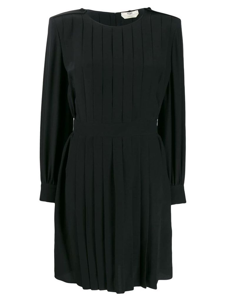 Fendi square shoulder pleated dress - Black