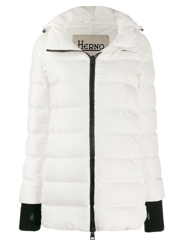 Herno ribbed trim puffer jacket - White