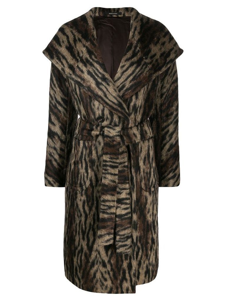 Tagliatore animal print coat - Brown