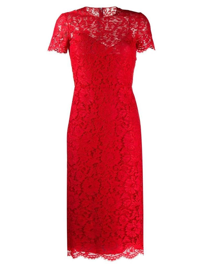 Valentino lace overlay dress - Red