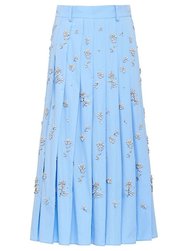 Prada floral embellished skirt - BLUE